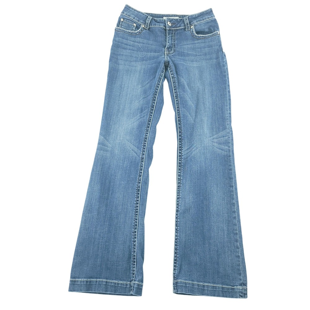 Stetson City Trouser Bootcut Jeans Womens 10 Long Blue Med Wash Stretch Denim